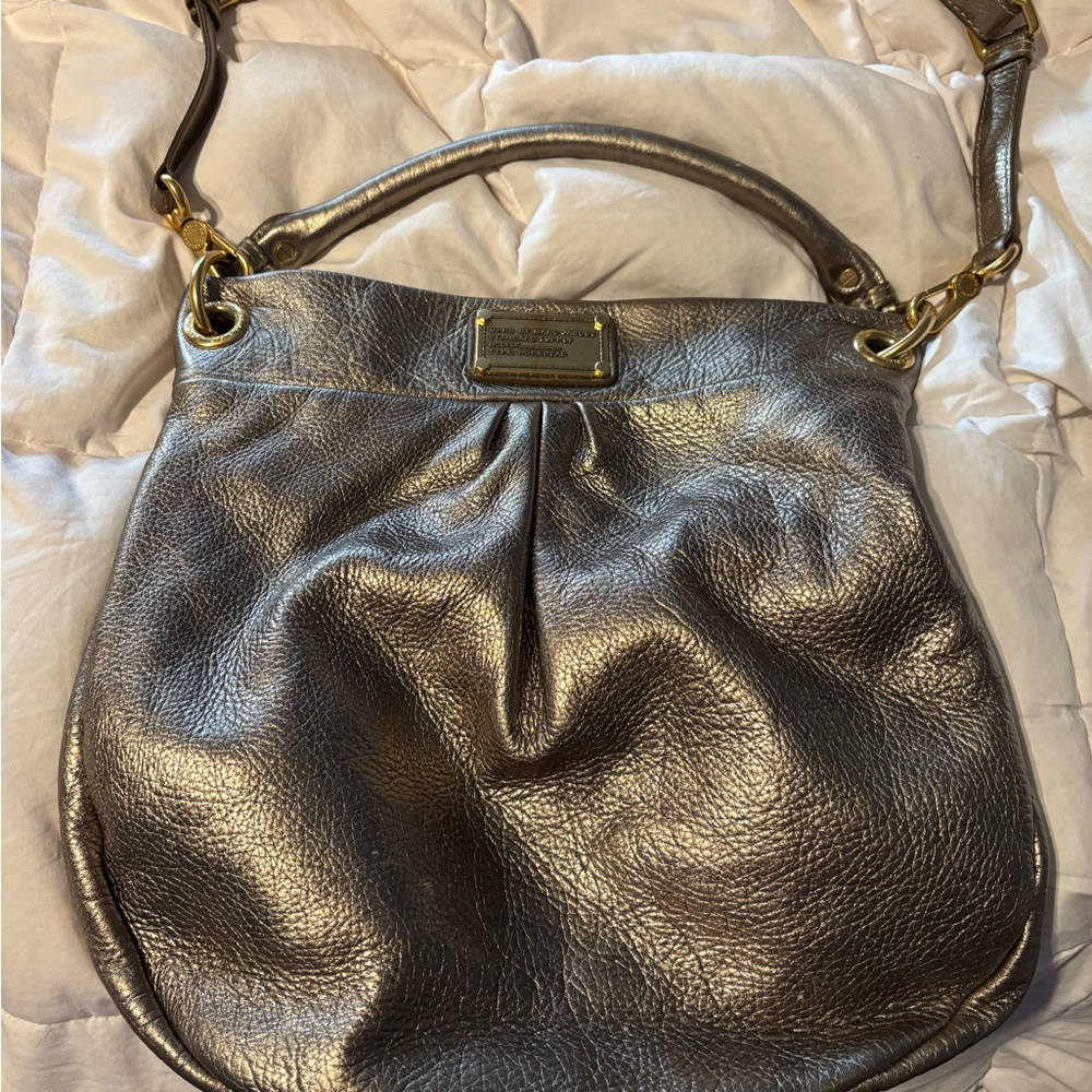 Marc Jacobs Silver Crossbody Bag with Textured Finish